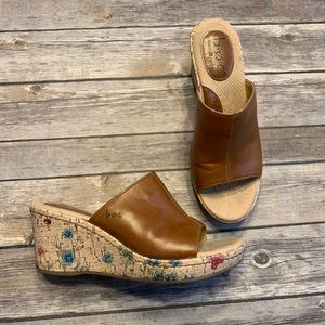 Boc Born floral  leather wedge heels Size 6